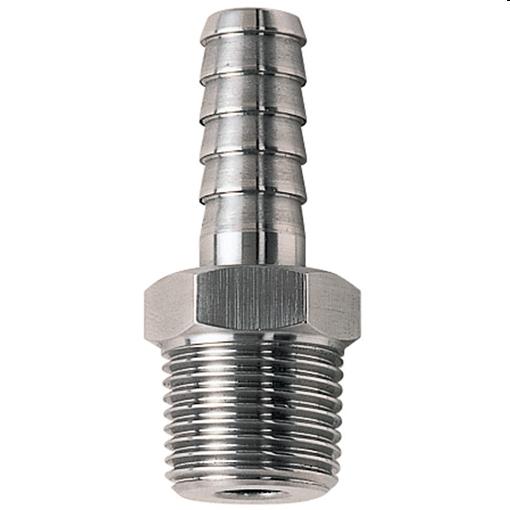 Edelstahl 316 Schlauchnippel 3/8 × 8 mm.